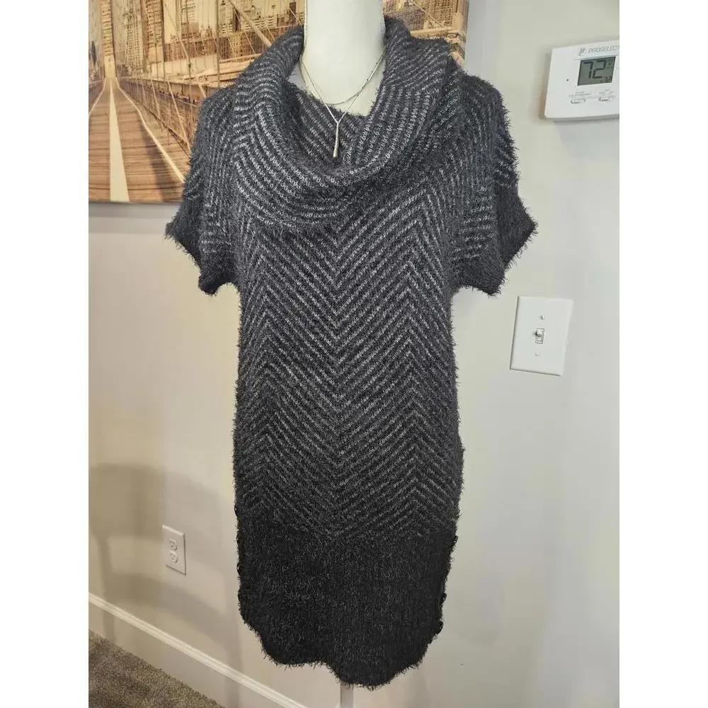 Candie's Fuzzy & Cozy Herringbone Knit Sweater Dress Size L H16 - Picture 1 of 7
